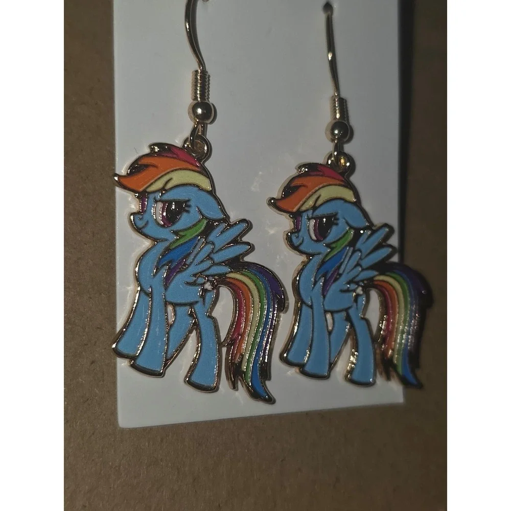 My Little Pony Hook Earrings! Rainbow Dash Enamel Charm Hypo-Allergenic